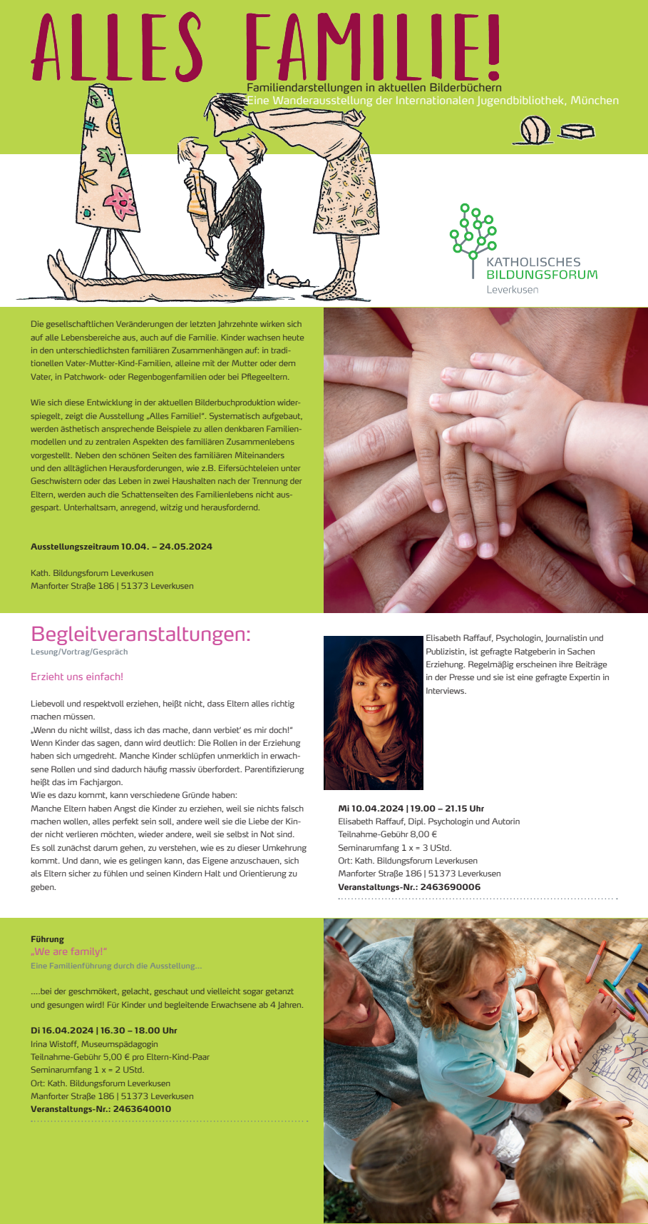 Familiendarstellungen in aktuellen Bilderbüchern - Flyer Seite 1// Quelle: Katholisches Bildungsforum Leverkusen